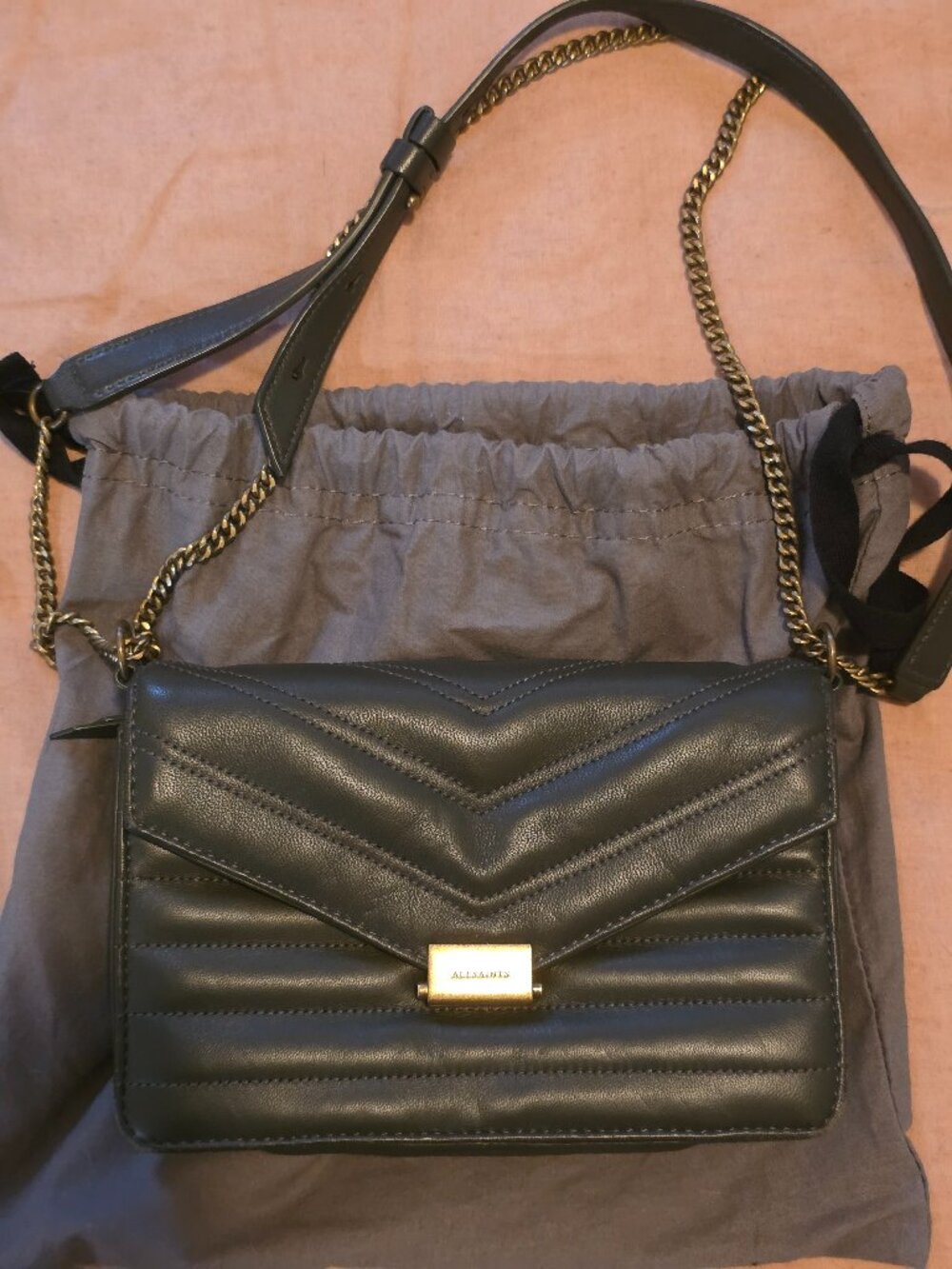 Allsaints Justine Small Crossbody Bag (Khaki Green)